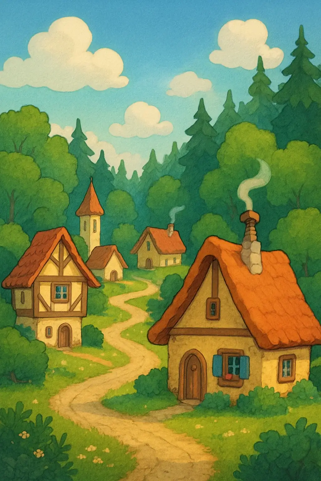 Dorf am Waldrand